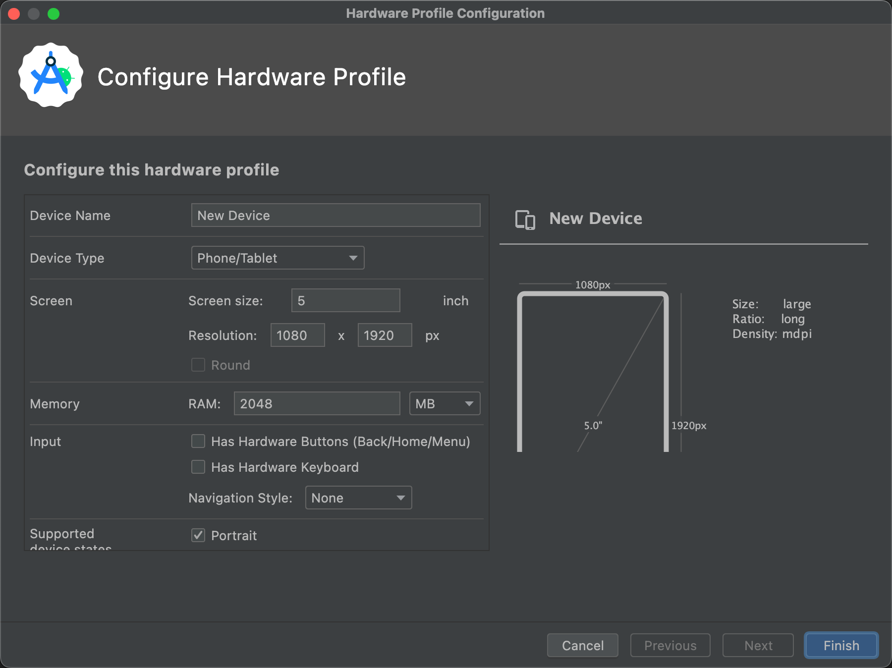 [Configure Hardware Profile] ダイアログ