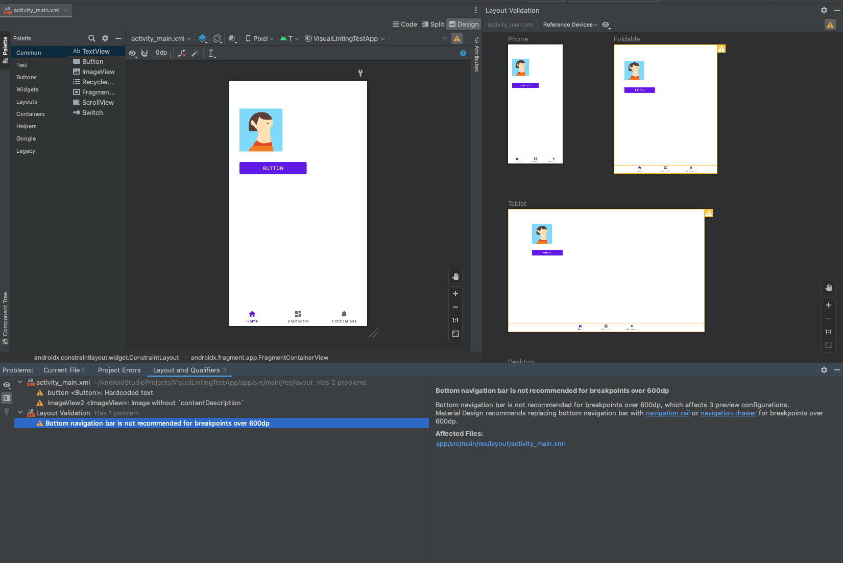 View issues for your design tools in the Problems panel | Android Studio |  Android Developers