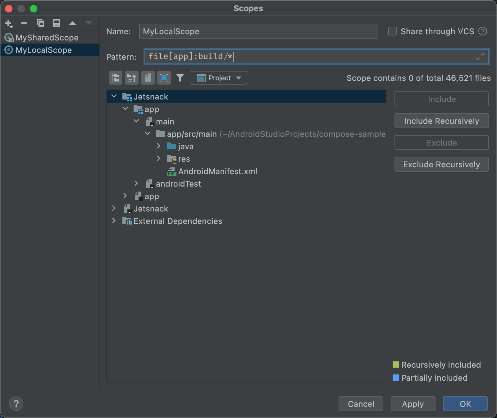 Définir un champ d'application personnalisé