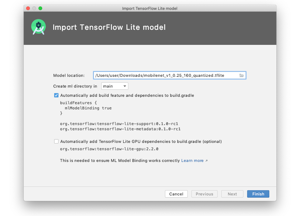 একটি TensorFlow Lite মডেল আমদানি করুন