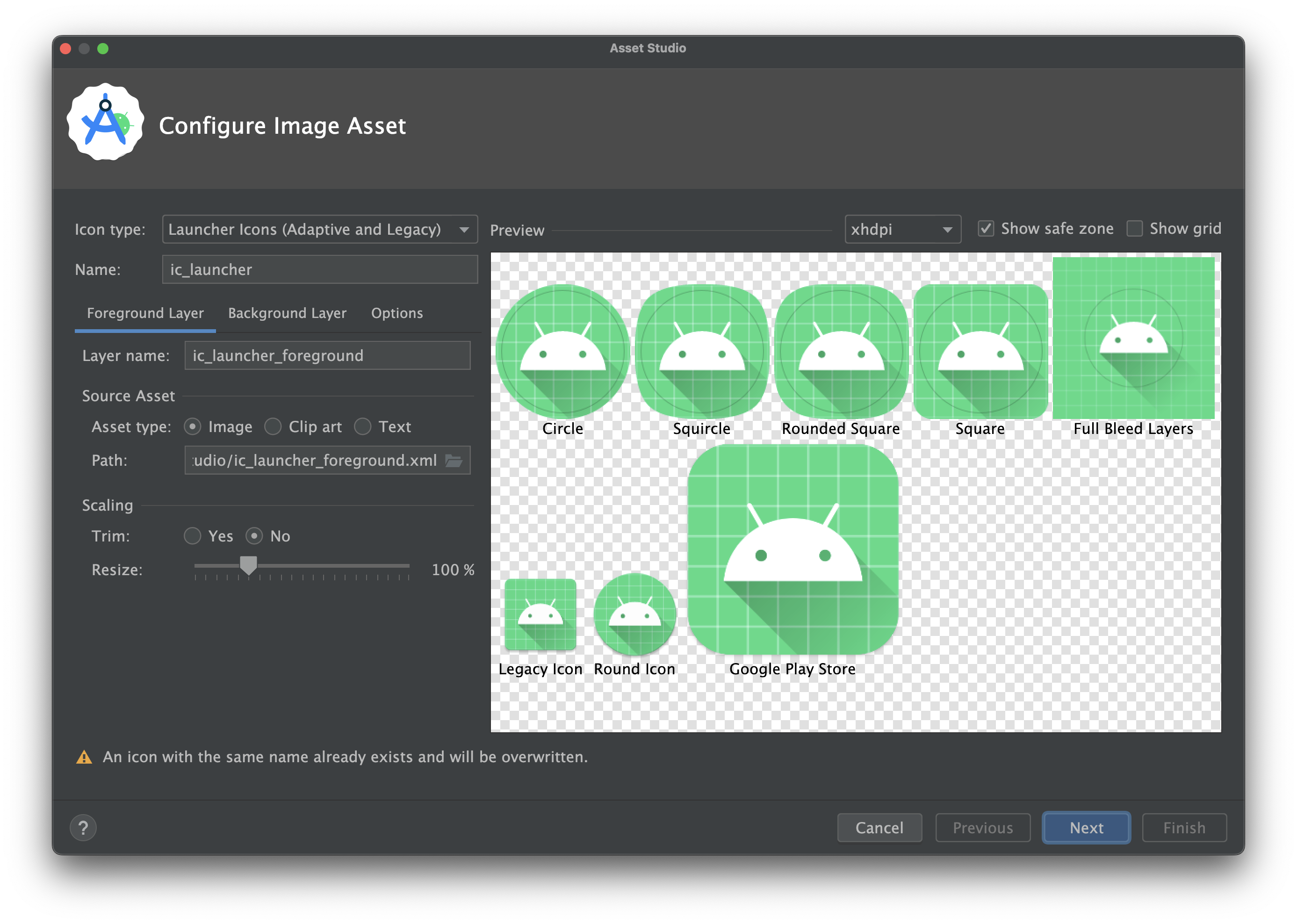 جادوگر نماد تطبیقی و قدیمی در Image Asset Studio.