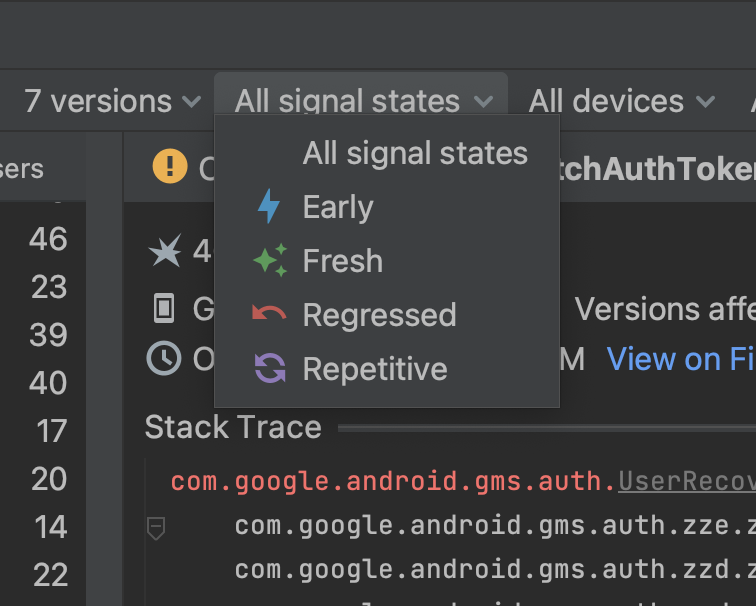 Filter Sinyal Crashlytics.