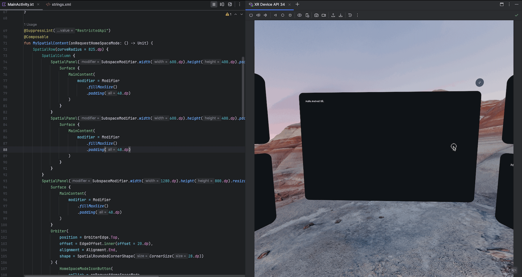 XR エミュレータがデフォルトで埋め込み状態になるようになりました。