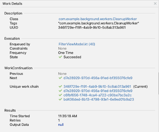 WorkManager Inspector 详情