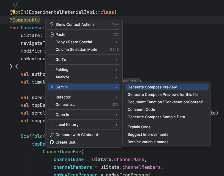 Compose preview generation from context menu