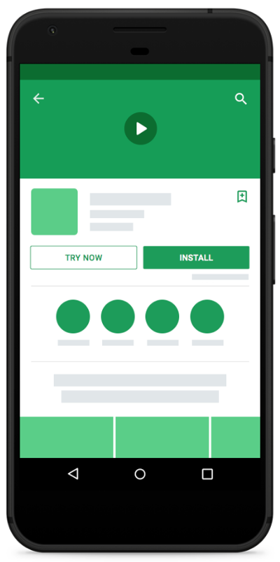 The Play Store gets a “try now” button for games, no install