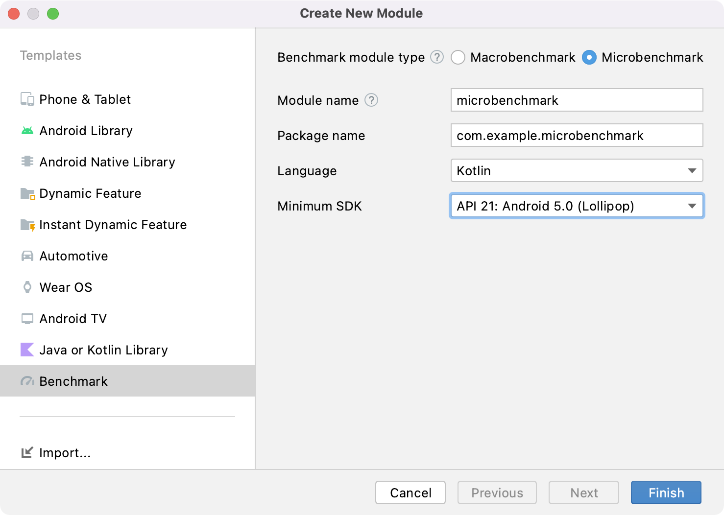 Configuración de un nuevo módulo de biblioteca