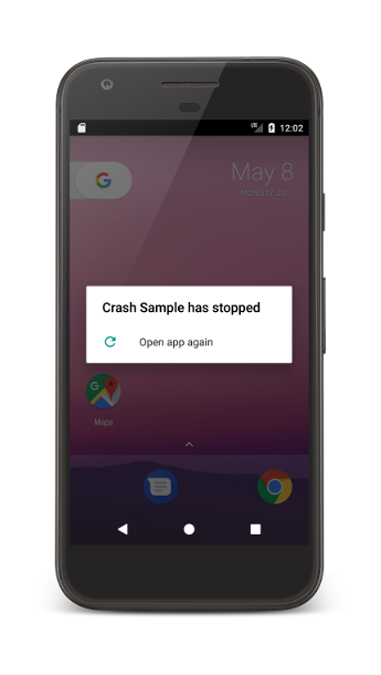 An app crash on an Android device