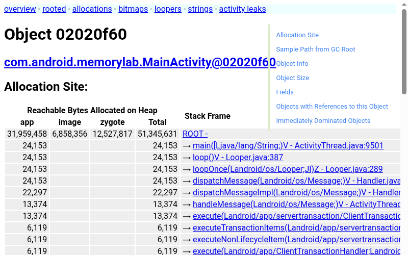 AHAT showing an instance details