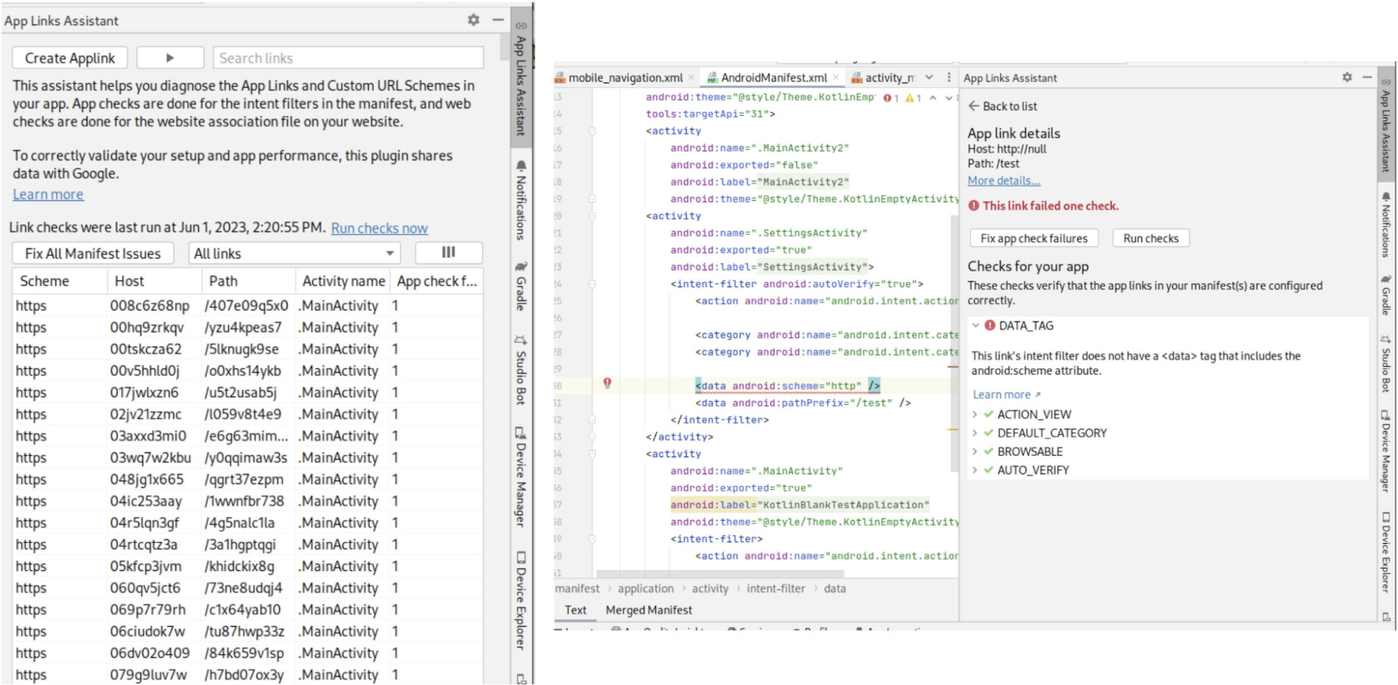 Captura de pantalla de Android Studio