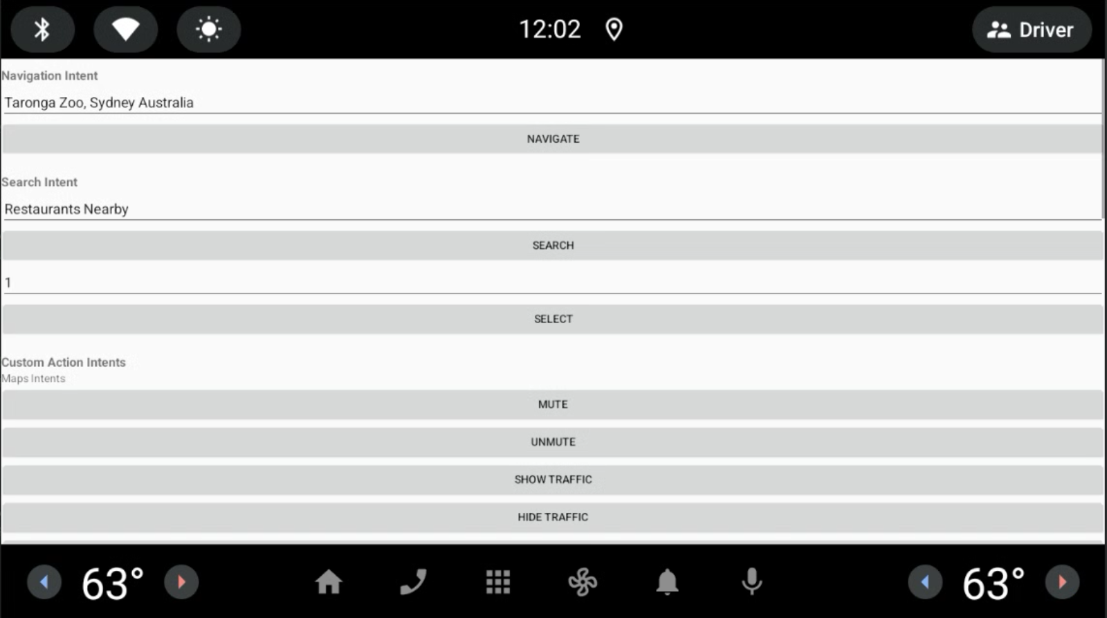 デモ アプリケーションのメイン アクティビティ