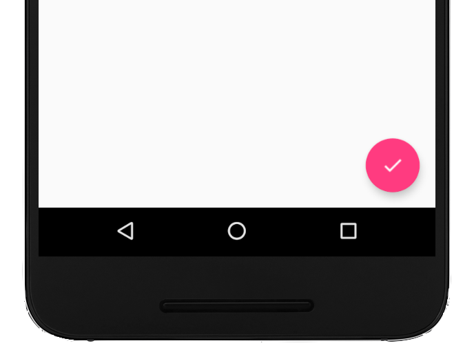 Una imagen que muestra una pantalla de la app que contiene un FloatingActionButton rojo