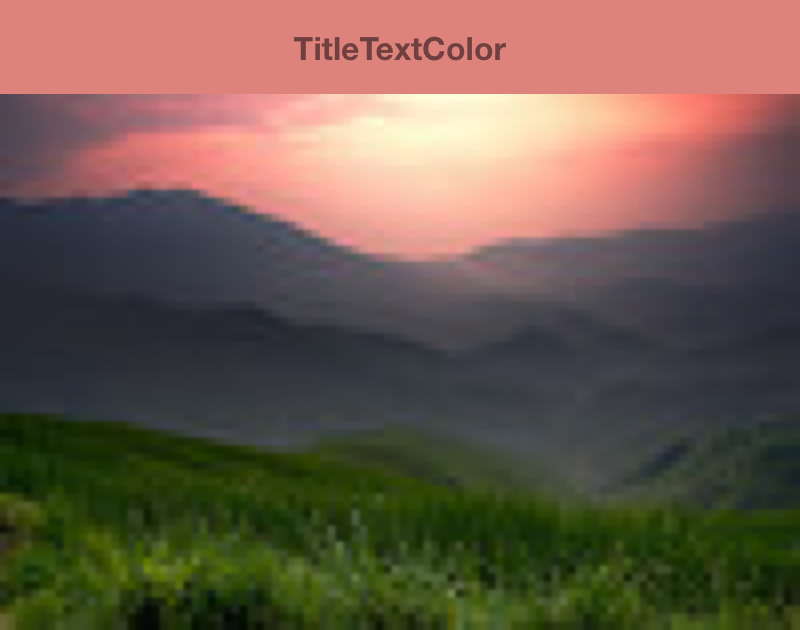 Gambar yang menampilkan matahari terbenam dan toolbar dengan TitleTextColor di dalamnya