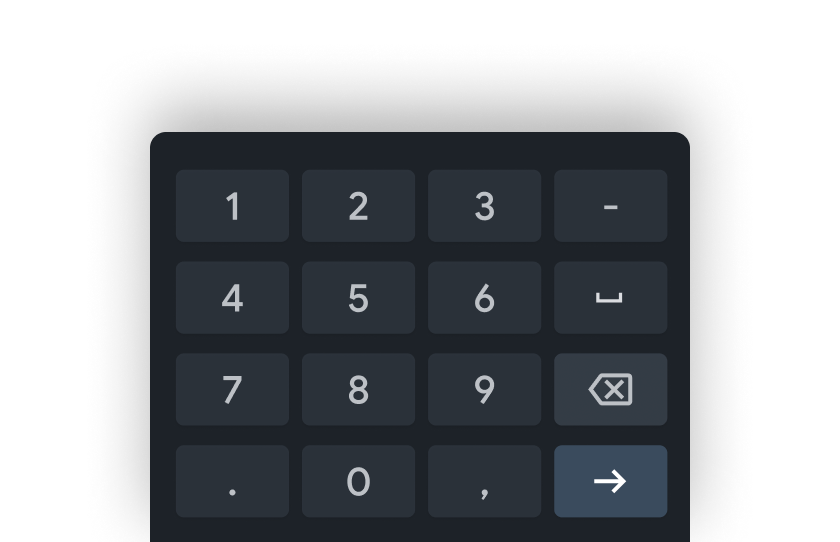 ประเภท Gboard ของอินพุตตัวเลข