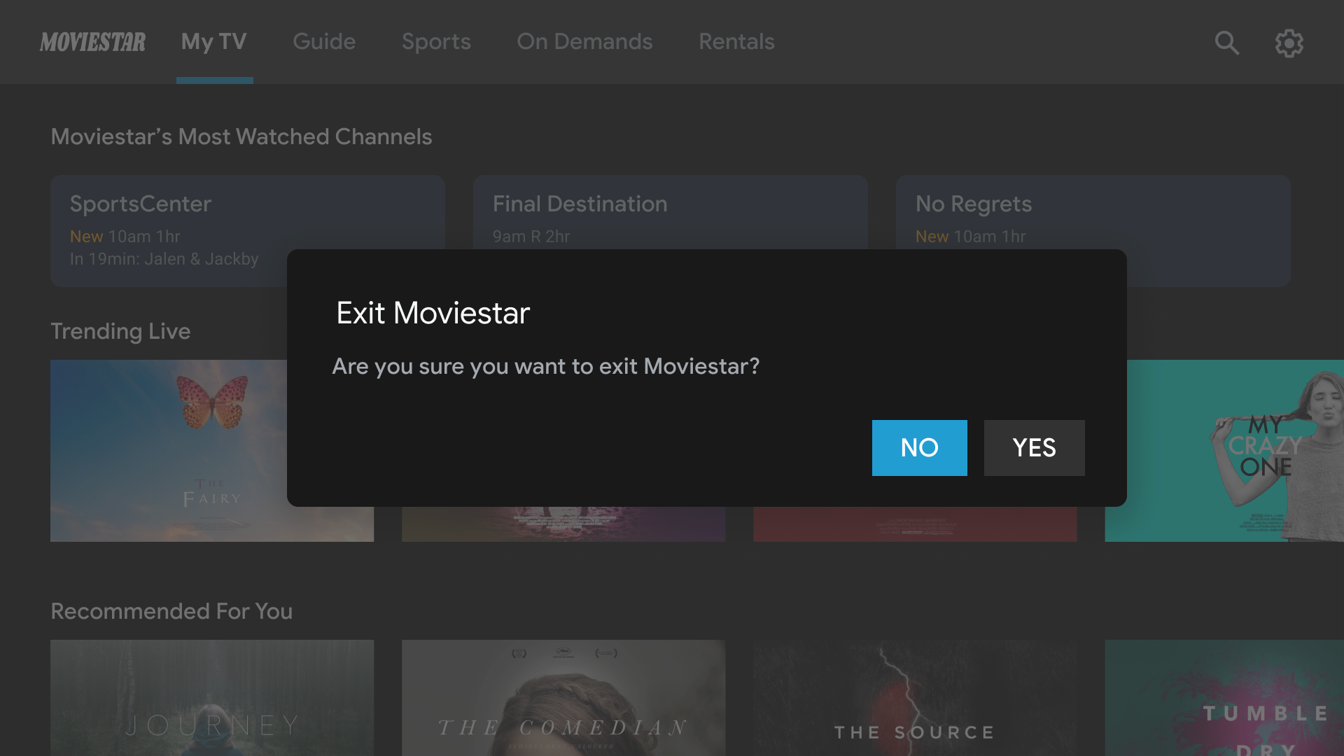 Screenshot showing a dialog asking users if they want to exit