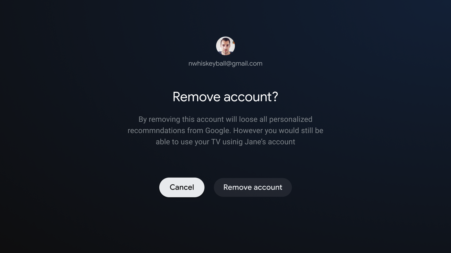 Przycisk anulowania wyświetlany obok działań destrukcyjnych