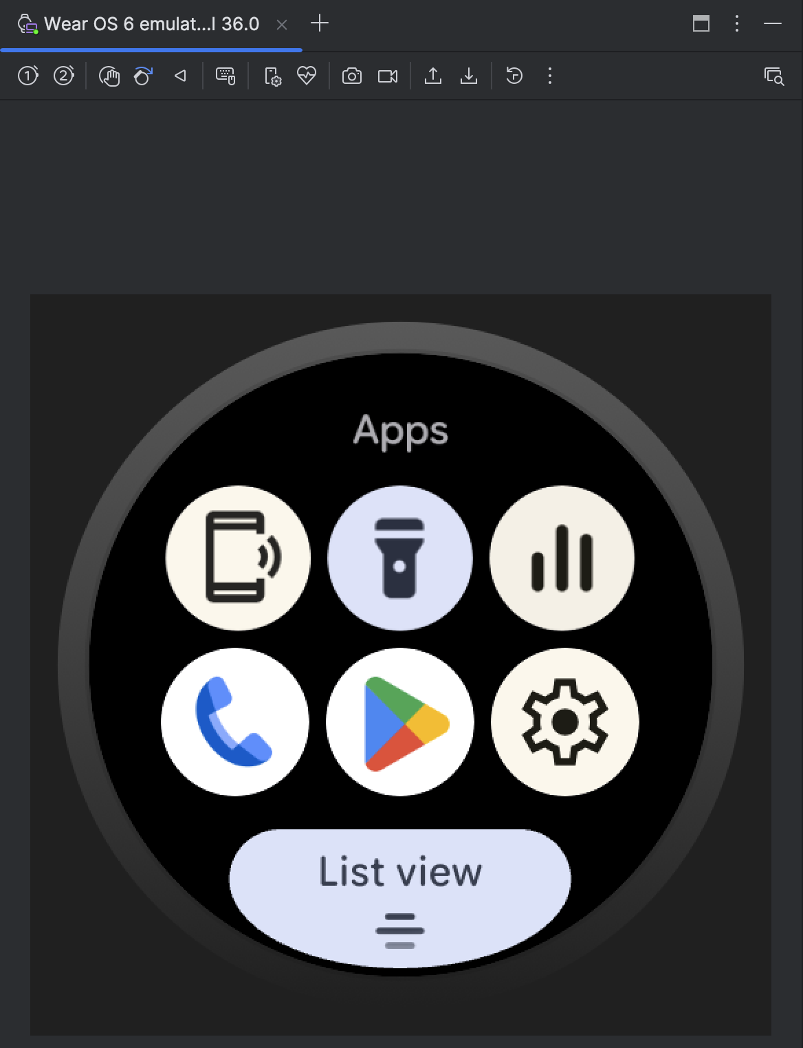 แอปต่างๆ ได้แก่ หาอุปกรณ์ของฉัน ไฟฉาย ตัวควบคุมสื่อ โทรศัพท์ Play Store และการตั้งค่า