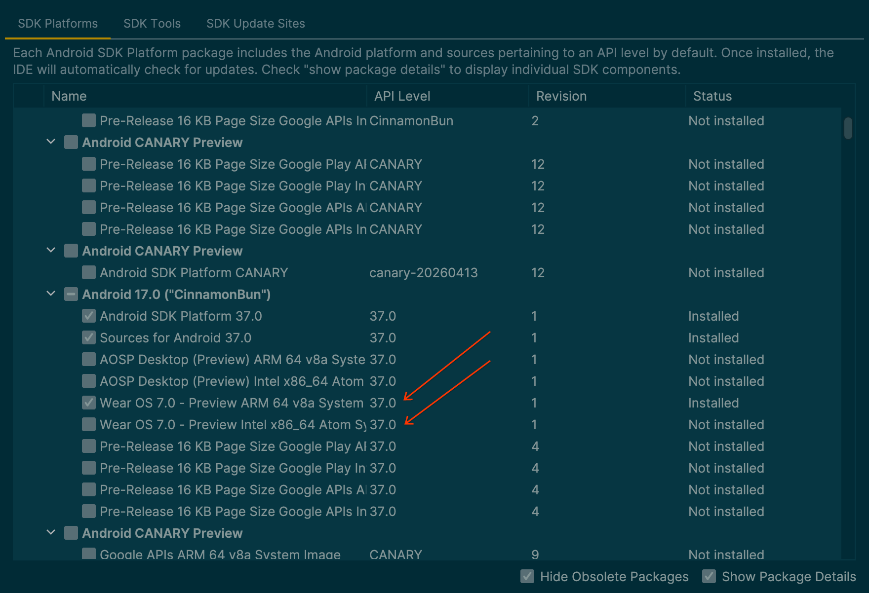 Android Studio cho thấy lựa chọn hình ảnh hệ thống Wear OS 7