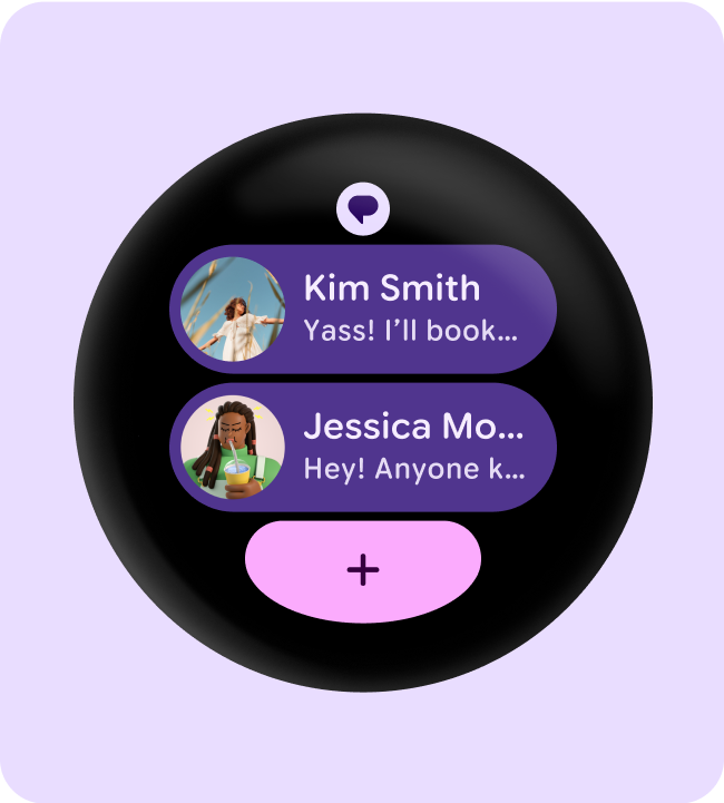 Two messages appear between a title and a button