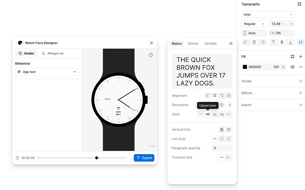 'Kasus' muncul di dekat bagian tengah. 'Huruf Besar' adalah opsi
    kedua dari kiri