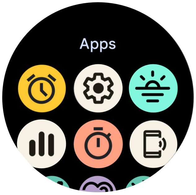 Selector de aplicaciones
    los iconos aparecen uno al lado del otro en dirección vertical y horizontal