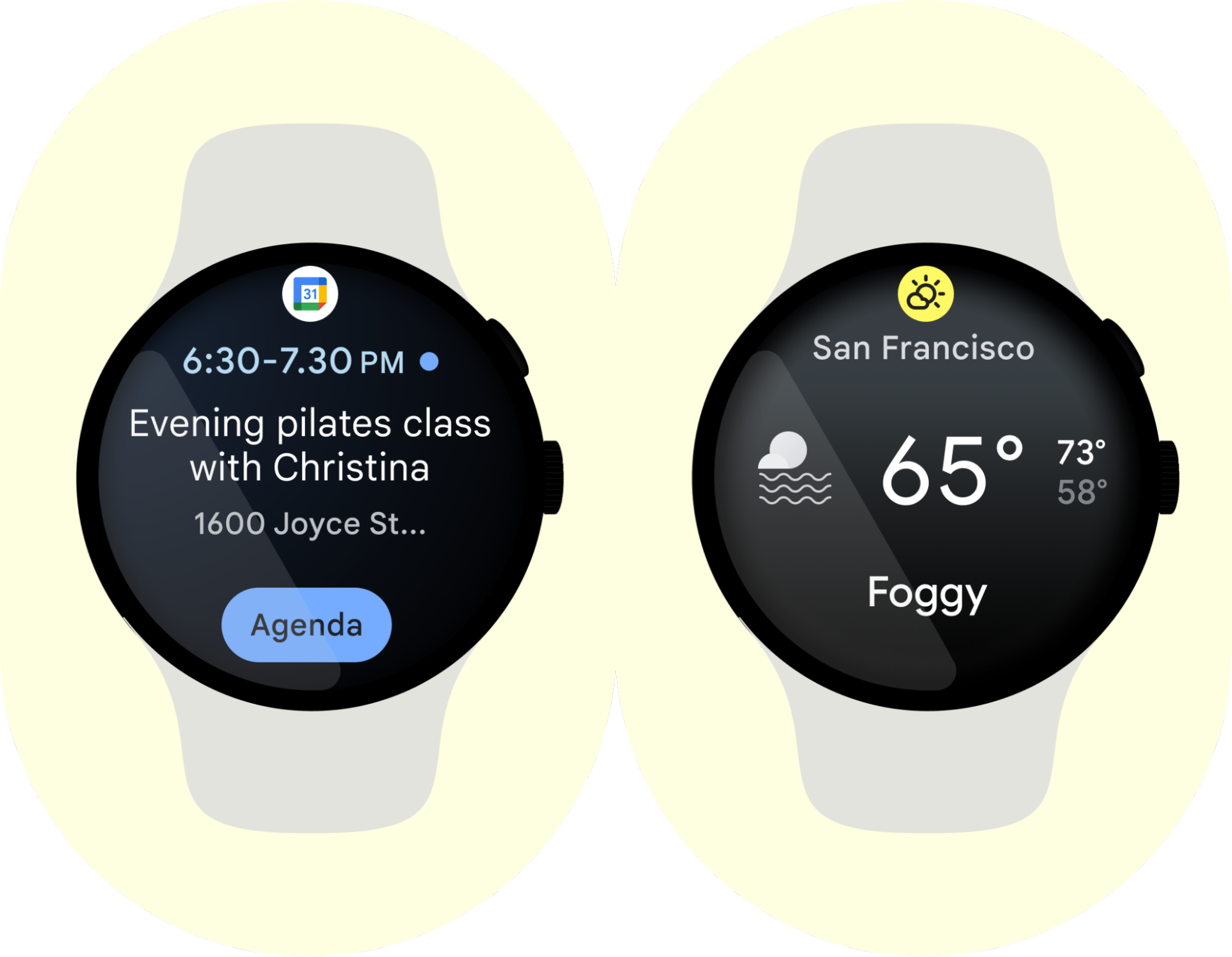 Yeni içeriklere sahip Wear OS takvim ve hava durumu uygulamaları