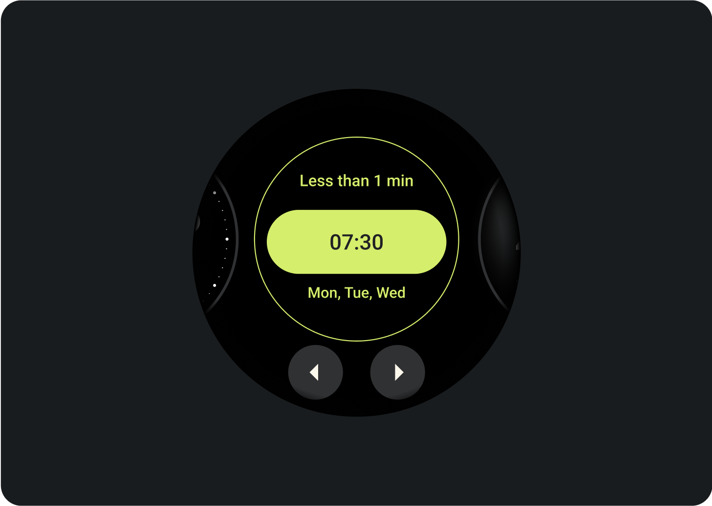 Wear OS पर टाइल मैनेजर में टाइल की झलक का उदाहरण