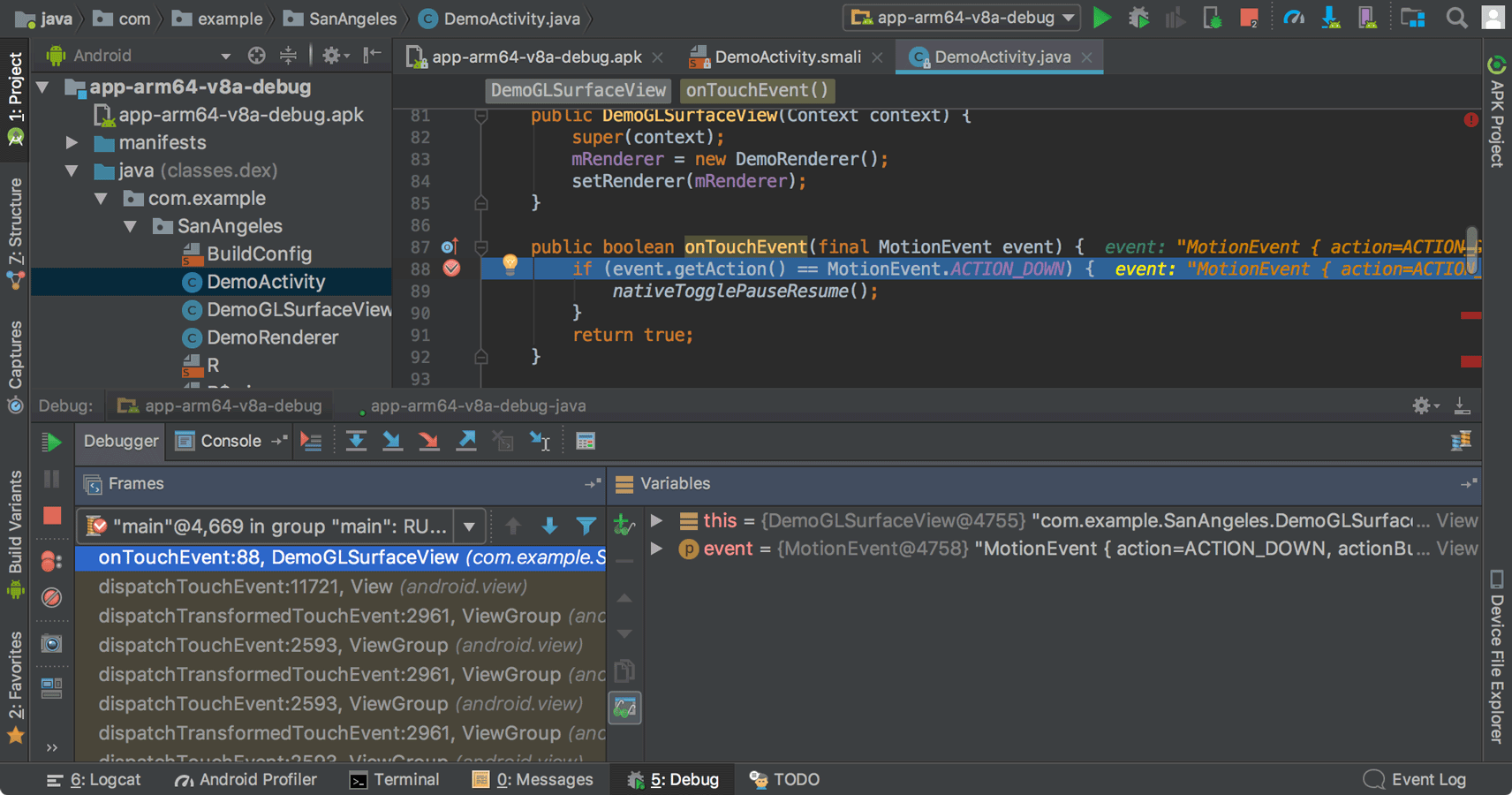 device debug android studio