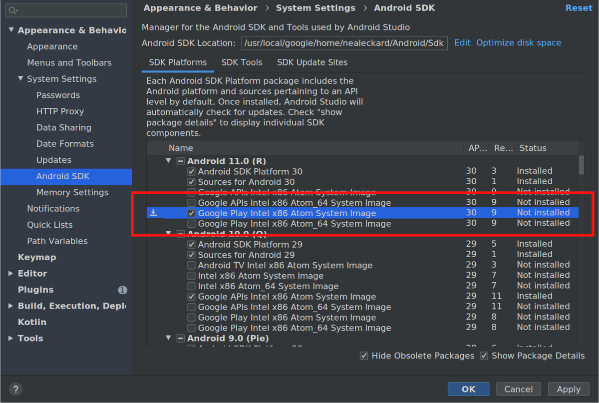 launch emulator in the newer version of android studio on mac