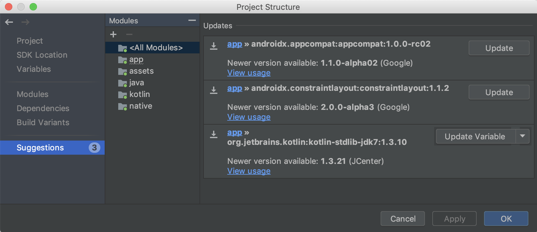 android studio 3.0.1