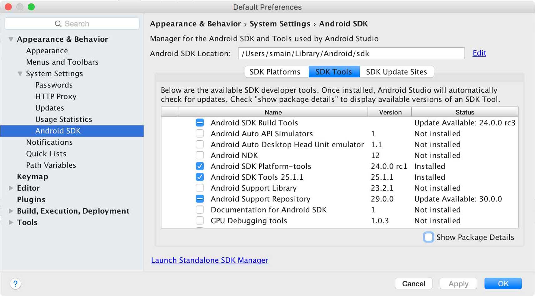 Atualizar o IDE e o SDK Tools  Android Studio