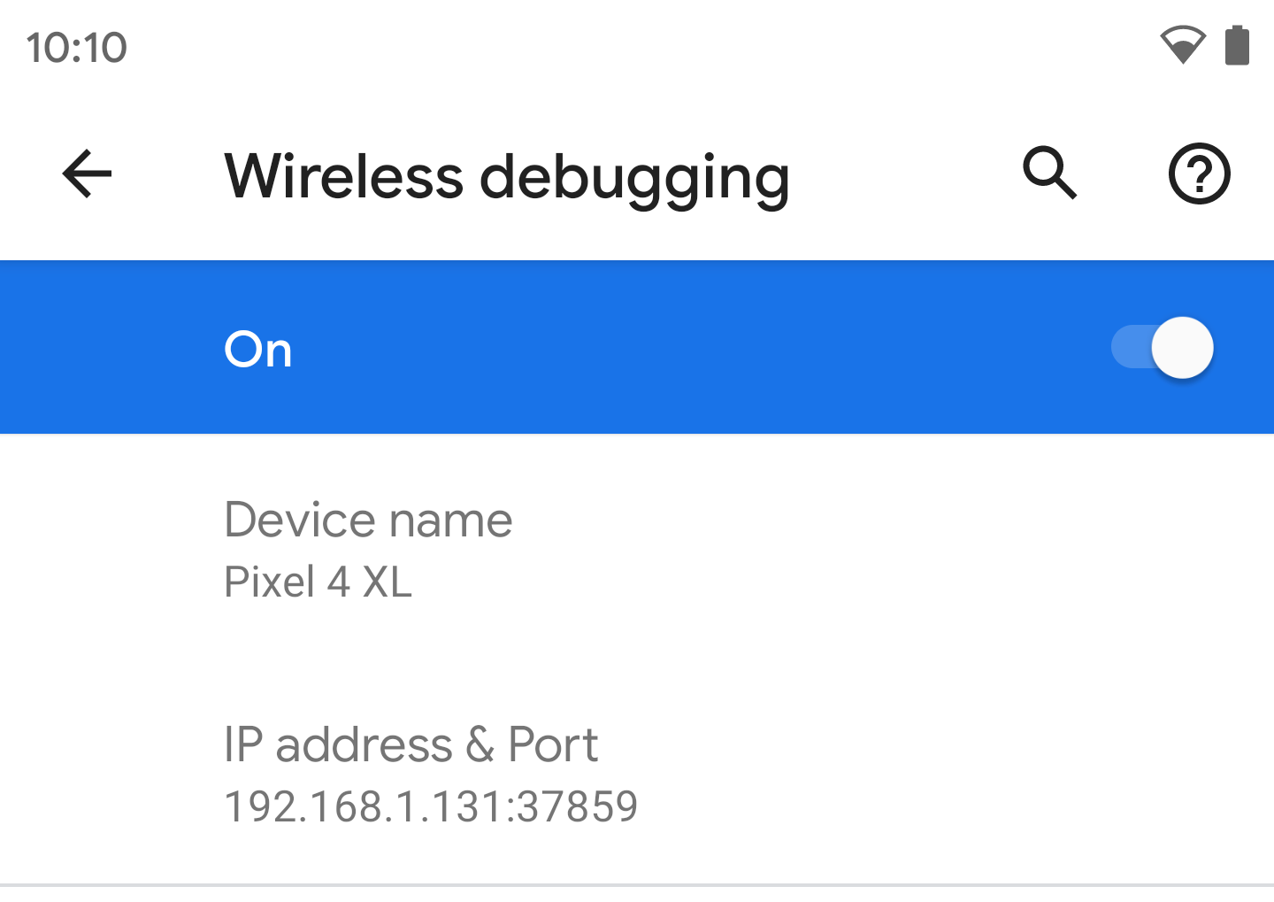 Wireless debugging где находится.