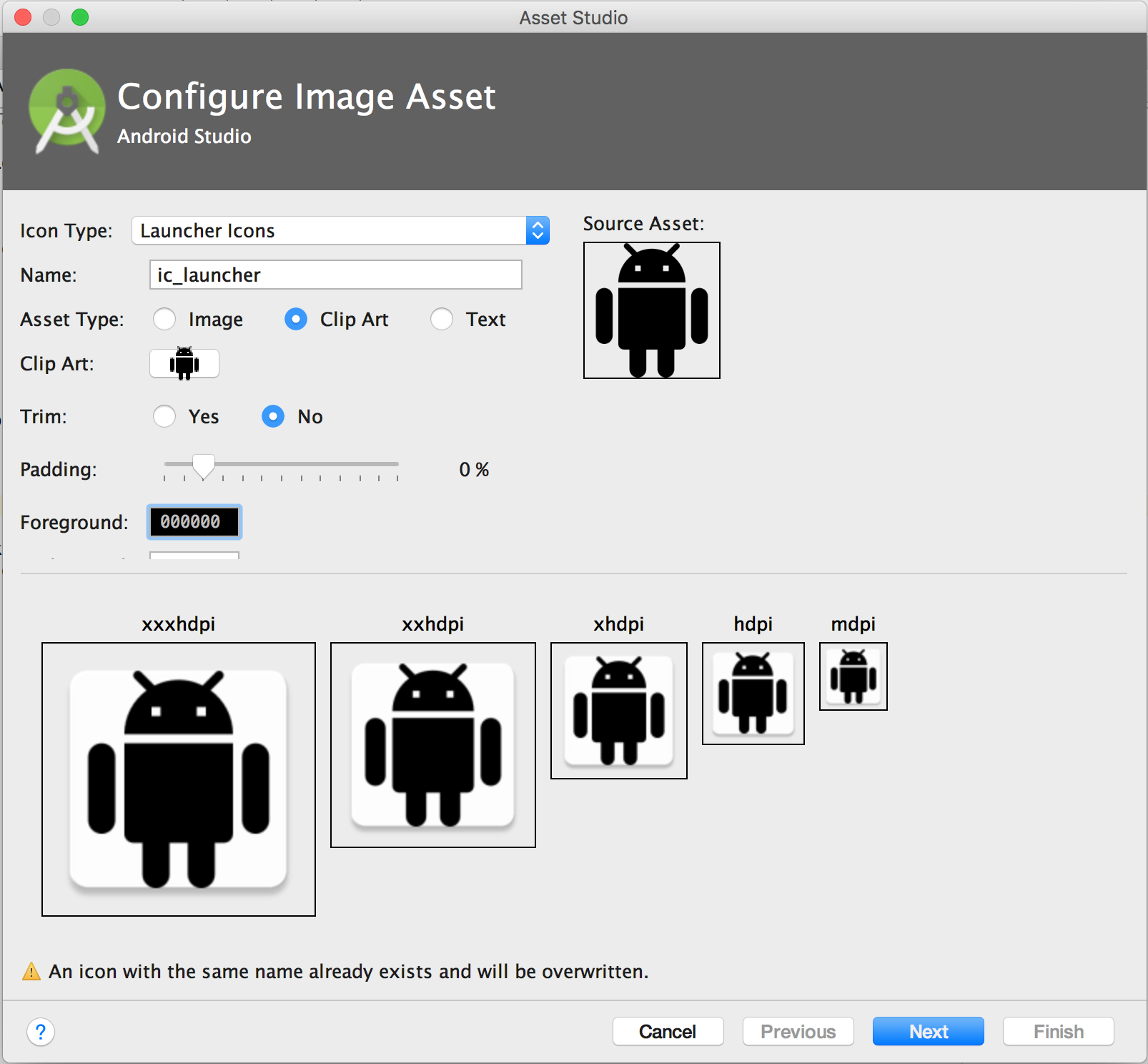 android icon android studio