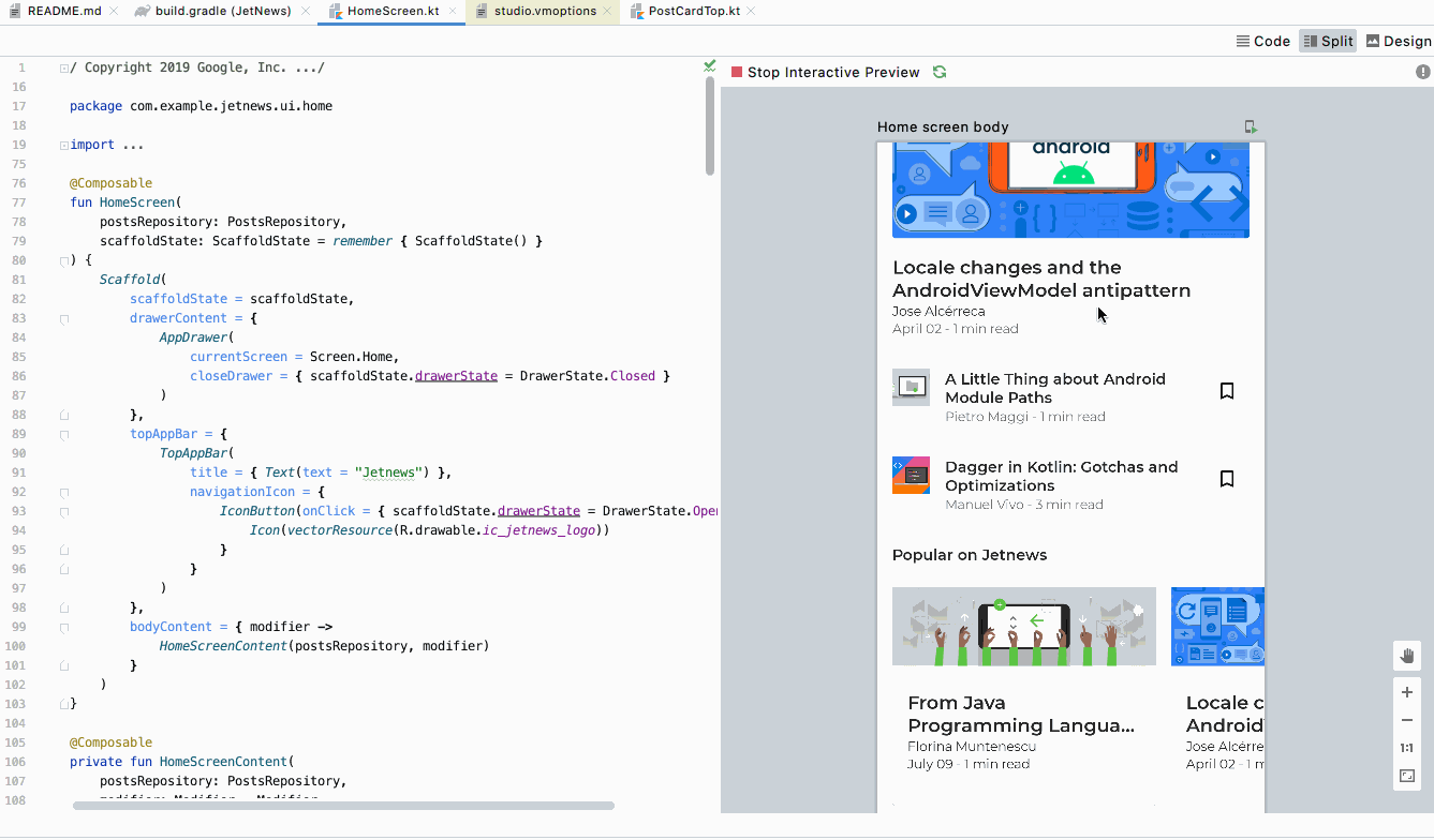 android studio preview mode