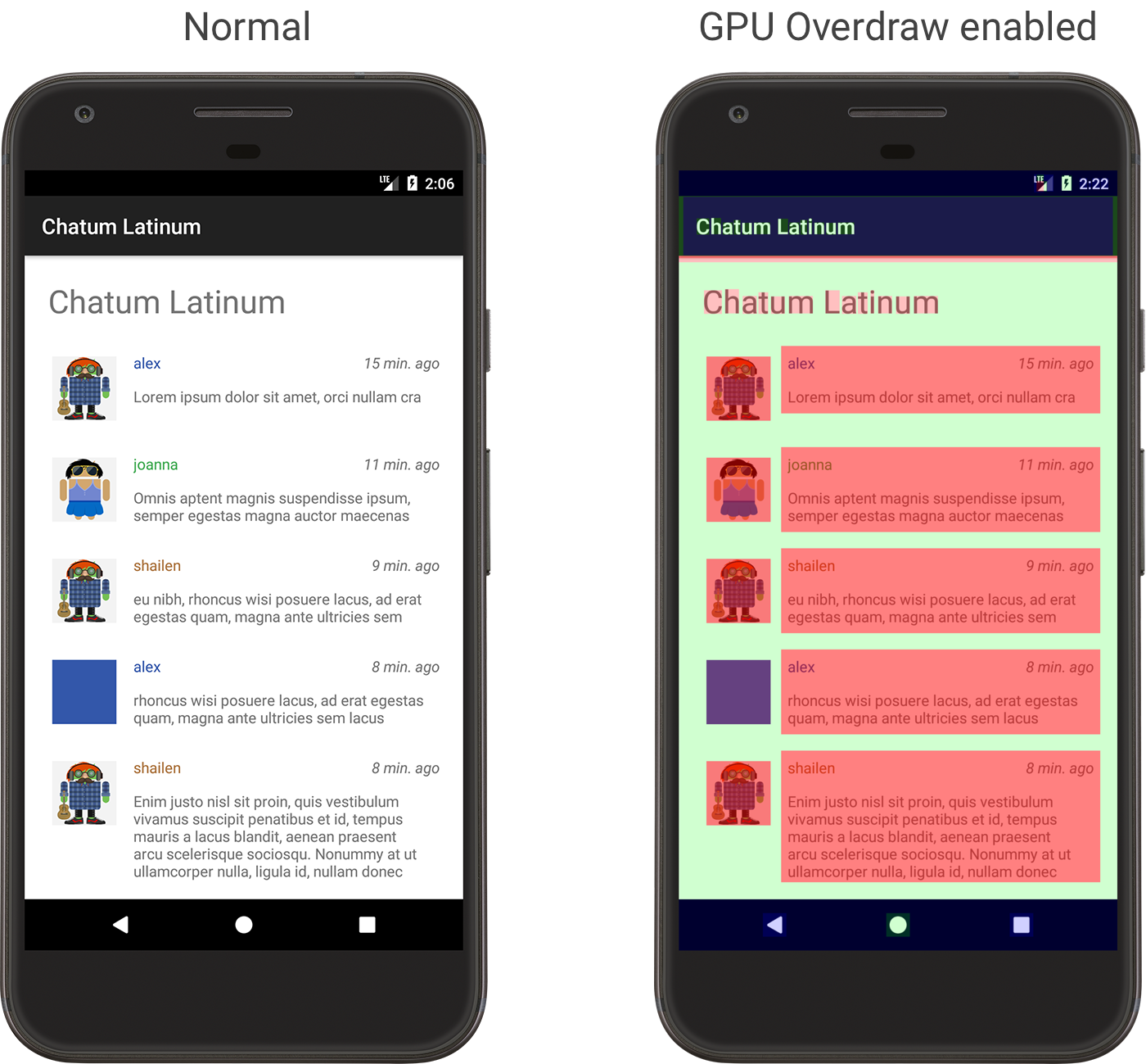 Gpu レンダリングの速度とオーバードローを検査する Android デベロッパー Android Developers