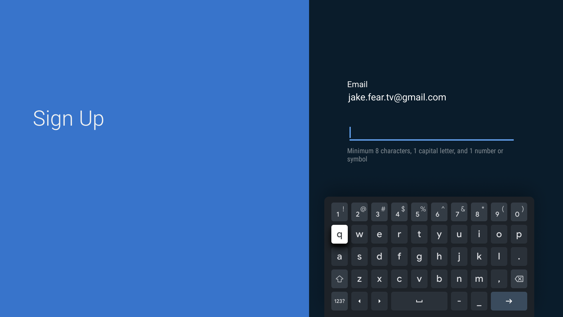 Example alignment of Gboard